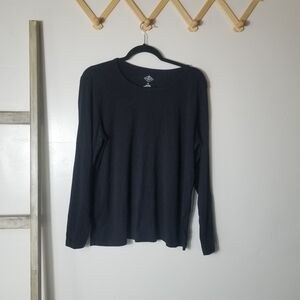 ST JOHN'S BAY WOMEN'S BLACK LONG SLEEVE BLOUSE SIZE XL